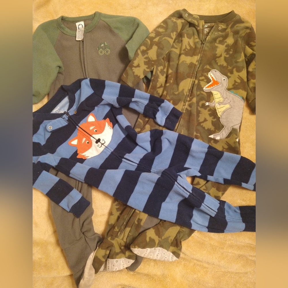 Carter's Blue and Black Footies with Fox Appliqué